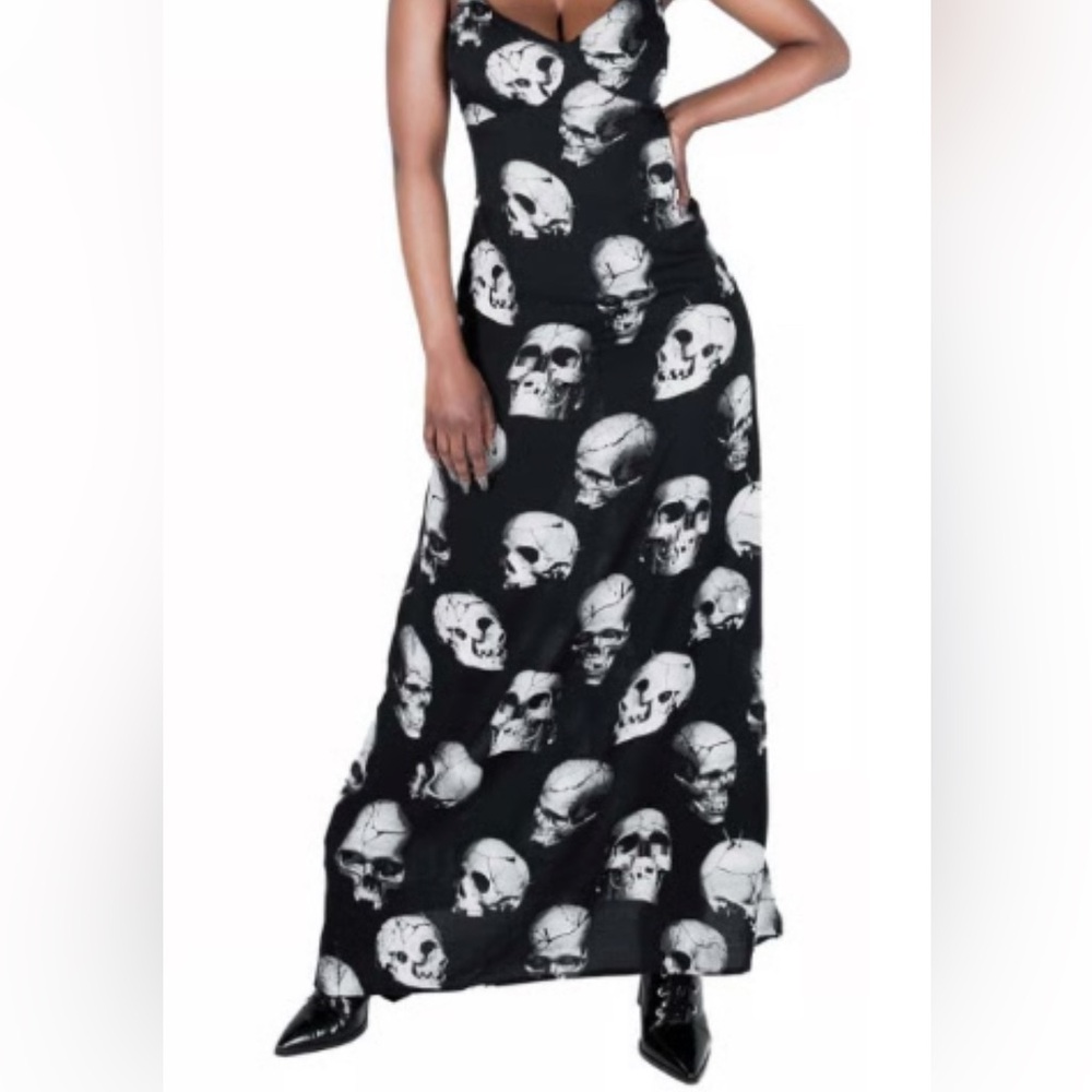 Killstar Black and White Skull Maxi Dress